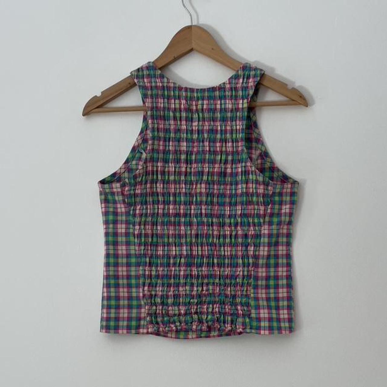 Katharina Lou Plaid Shirred Crop Top.