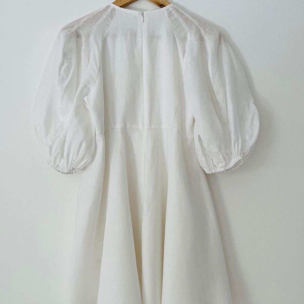 Zimmermann Puff Sleeve Linen Mini Dress.