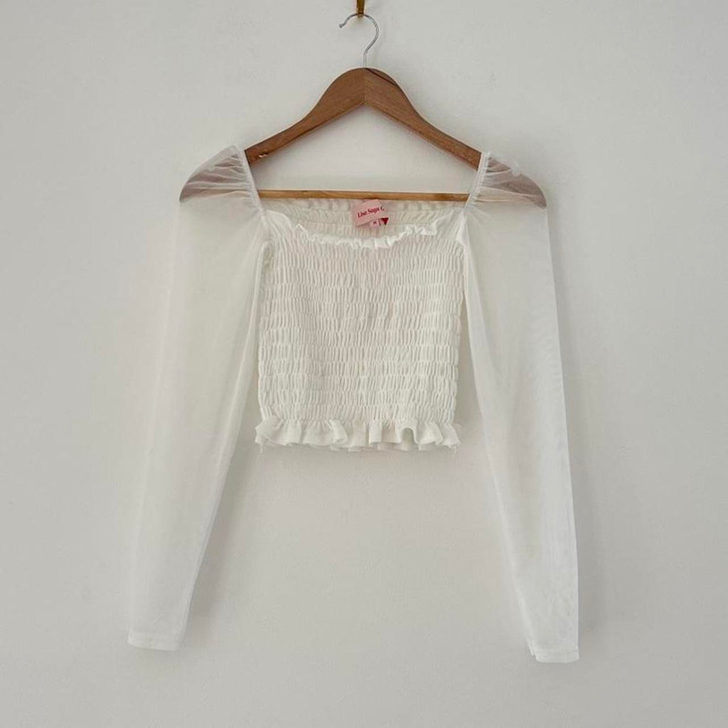 Lisa Says Gah Shirred Crop Top Size M.