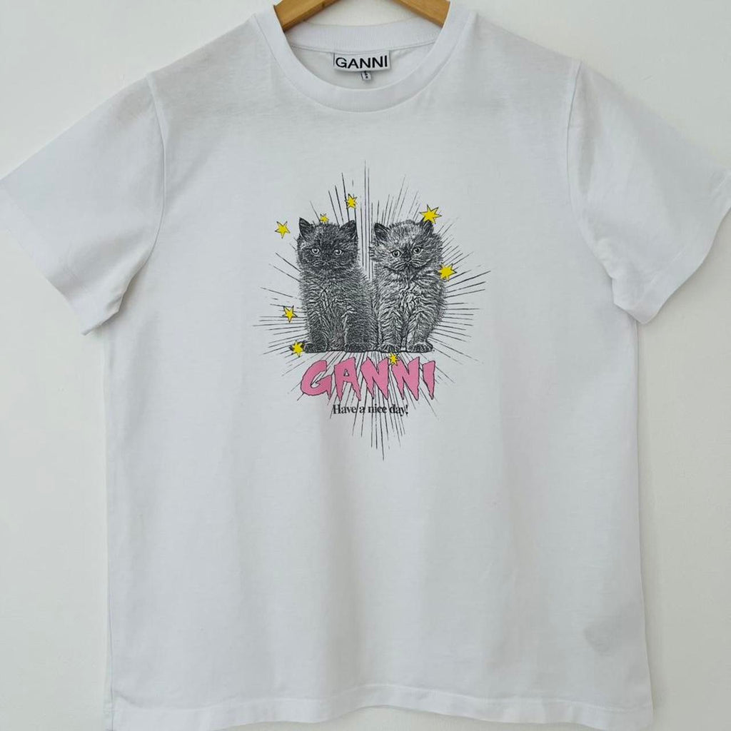 Ganni KITTENS Relaxed Jersey Tee.