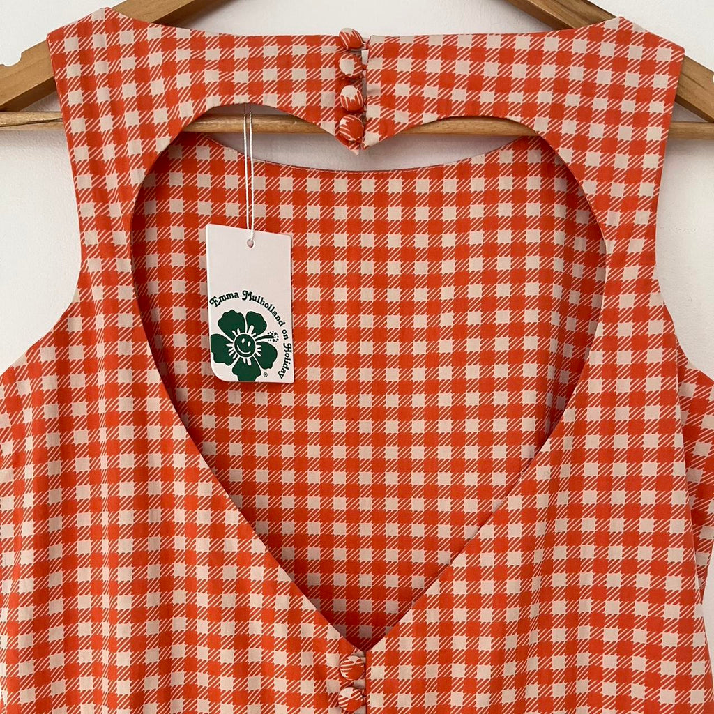Emma Mulholland BNWT FOREVER YOURS Midi Dress in Gingham Orange.