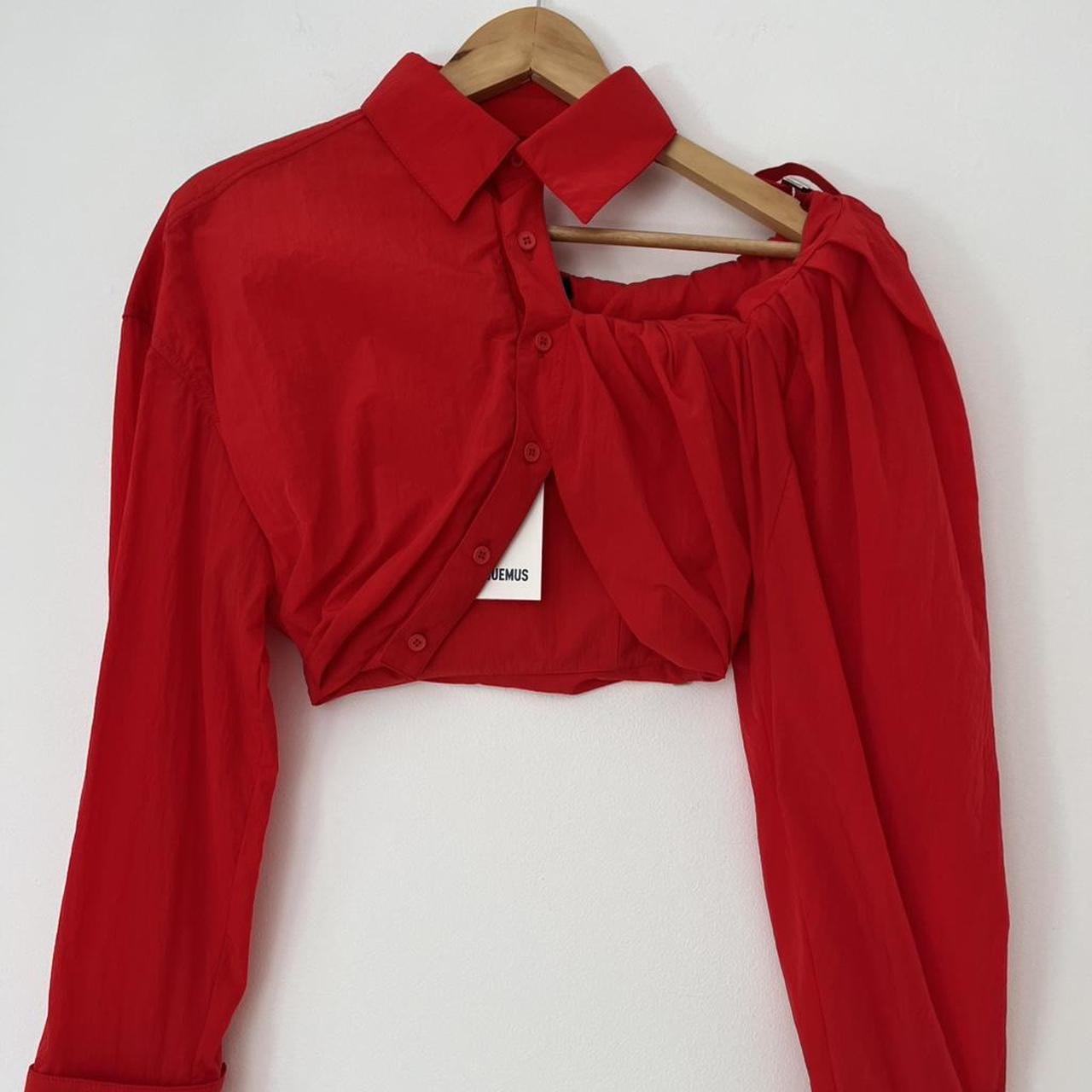 Jacquemus BNWT LA CHEMISE GALLIGA Cropped Blouse in Red.