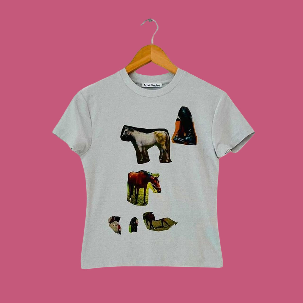 Acne Studios SILVER HORSE T-shirt In Silver Grey.