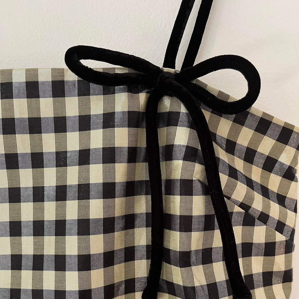 Ganni Bow-detailed Ruffled Metallic Gingham Jacquard Top.