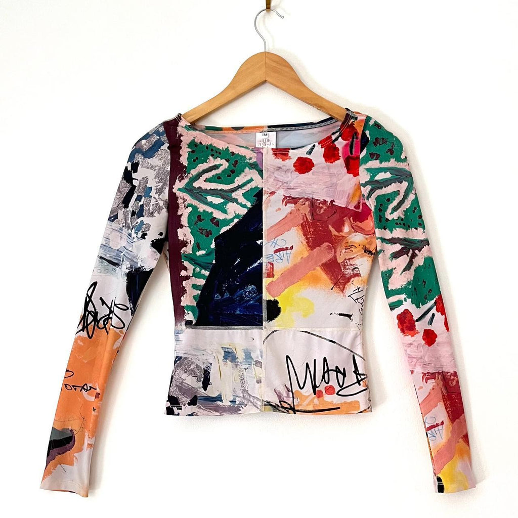 All Is A Gentle Spring RAINBOW FLEX Tapestry Long Sleeve Top Size M.