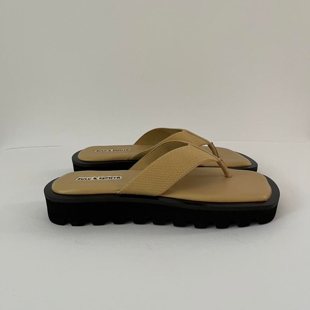 Zulu & Zephyr Thongs in Light Brown.