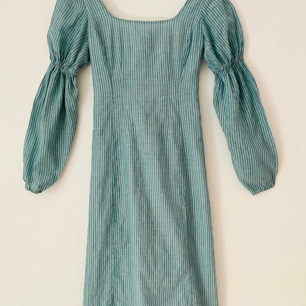 Arnsdorf IVY Striped Cotton Midi Dress in Seafoam.