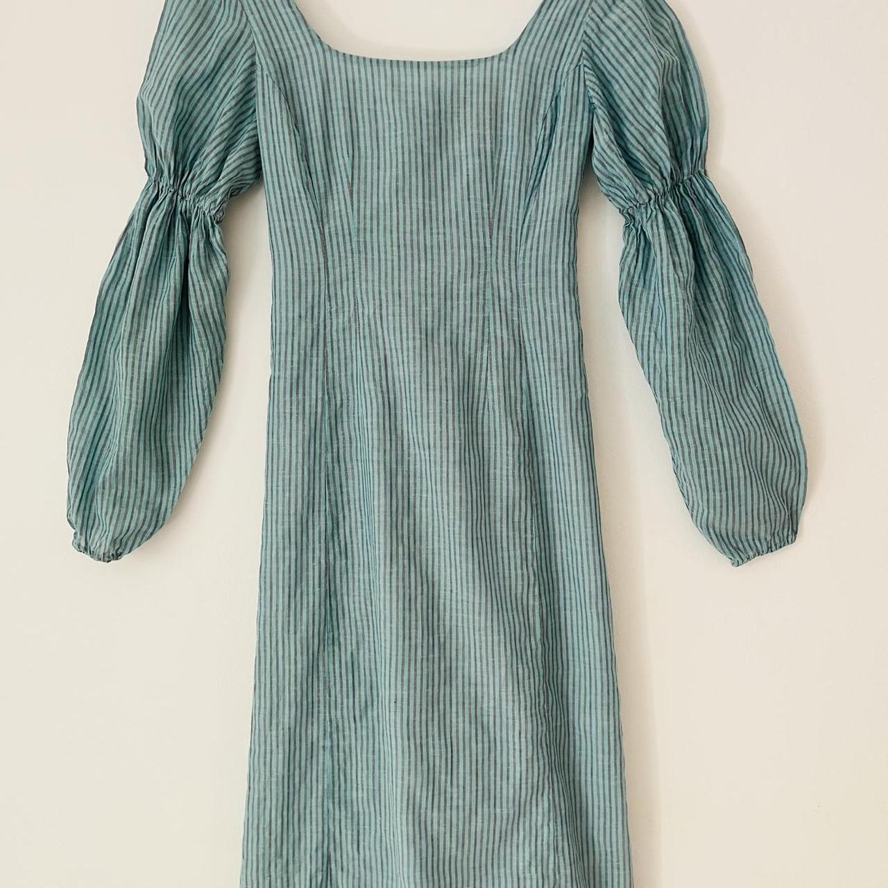 Arnsdorf IVY Striped Cotton Midi Dress in Seafoam.