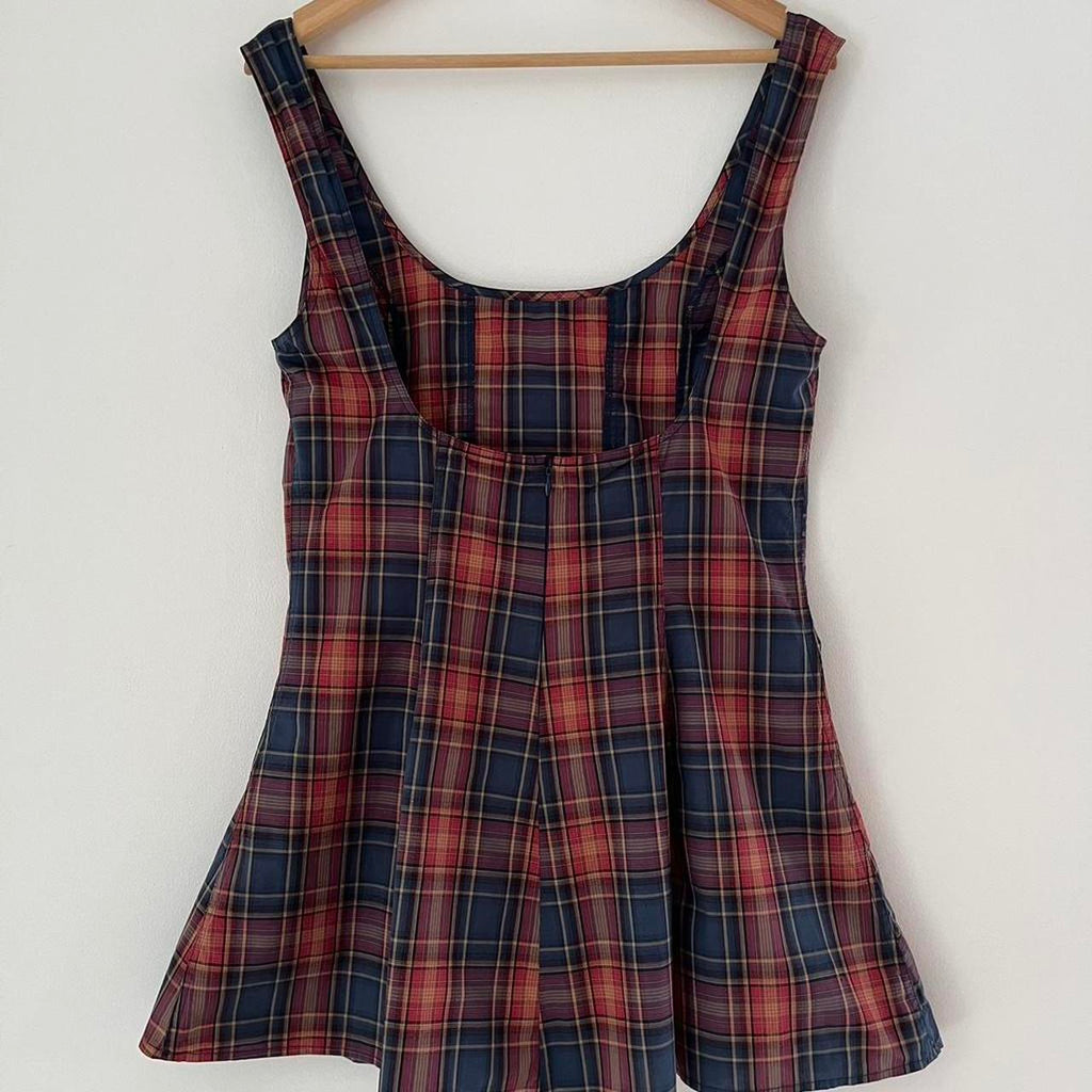 Katharina Lou ANNABEL Mini Dress in Strawberry Blue Check