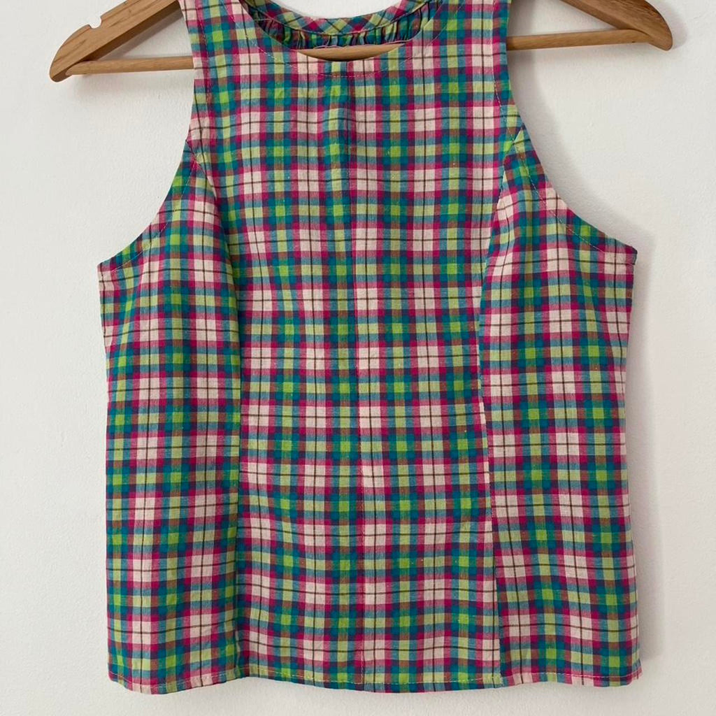 Katharina Lou Plaid Shirred Crop Top.