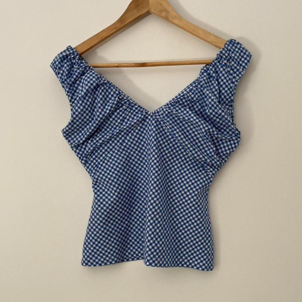 Ruby NZ RAQUEL Top in Cobalt Gingham.