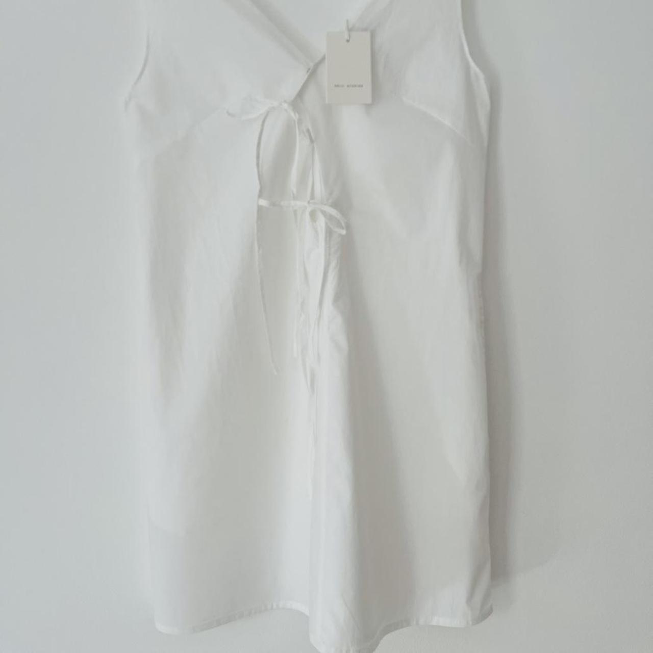 Deiji Studios BNWT Open Tie Mini Dress in White.