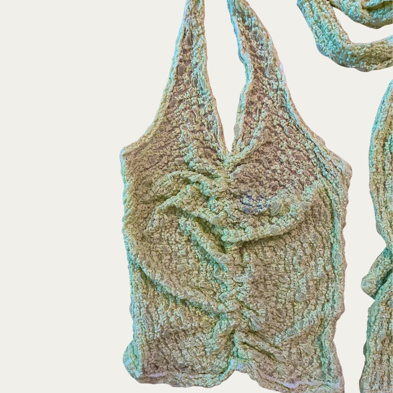 Permanent Vacation ILLUMINATE Lace Halterneck Top in Pistachio.