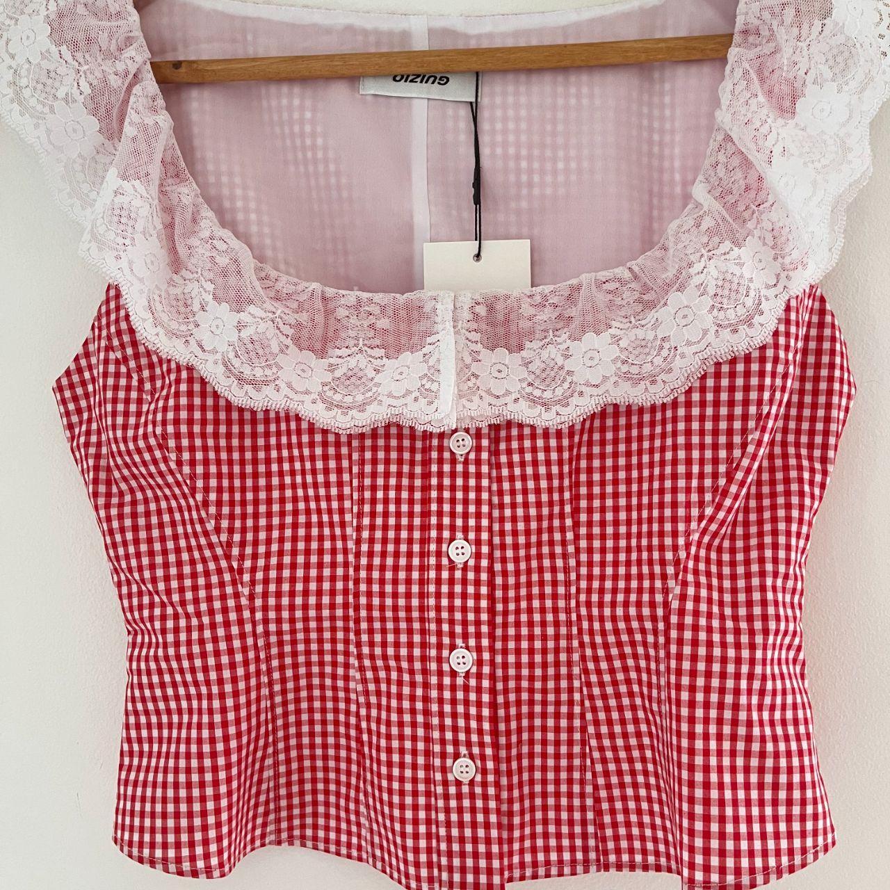 Guizio PALOMA Lace Top in Poppy and White.