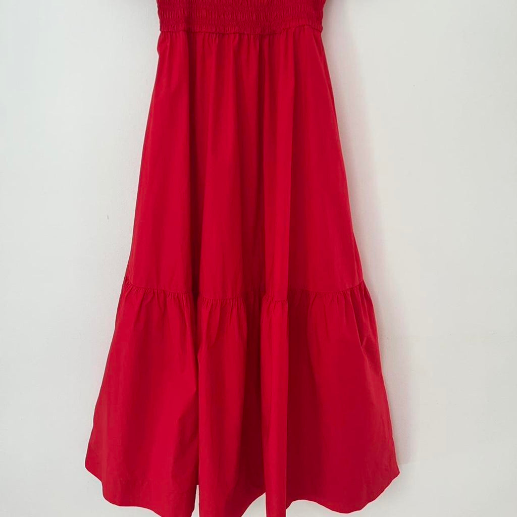 Ganni Cold-shoulder Ruffled Cotton Midi Dress.