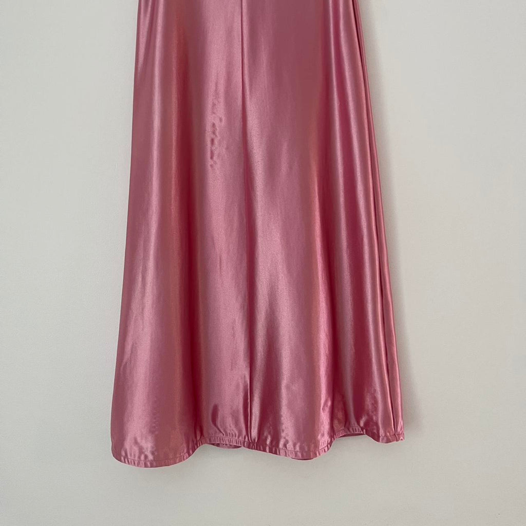 Par Moi Satin Midi Skirt in Pink.