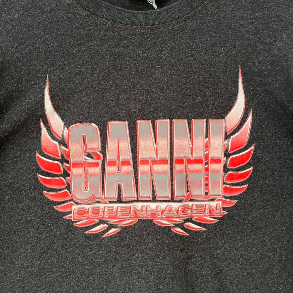 Ganni Melange Light Jersey Long Sleeve T-shirt In Phantom.