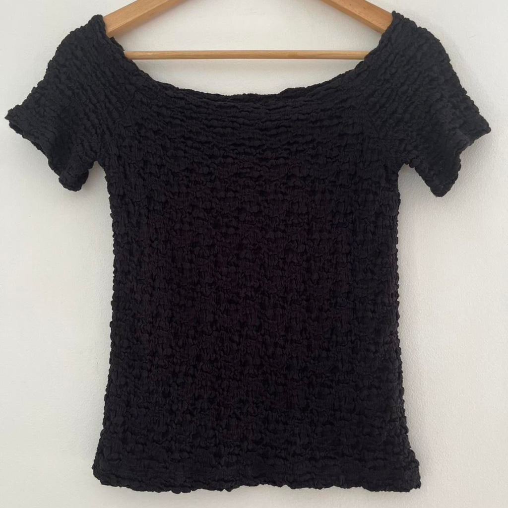 Low Classic Scrunchie Crop Top in Black.