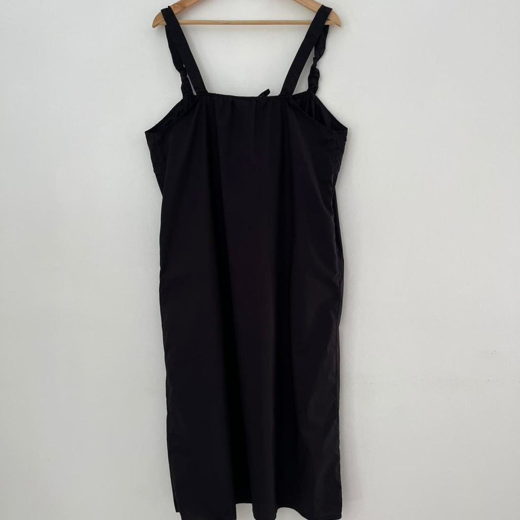 Deiji Studios RUCHED TIE Midi Dress in Black.