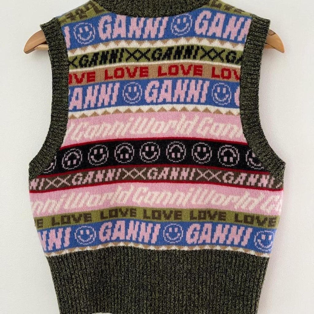 Ganni V-Neck Vest in Multicolour.
