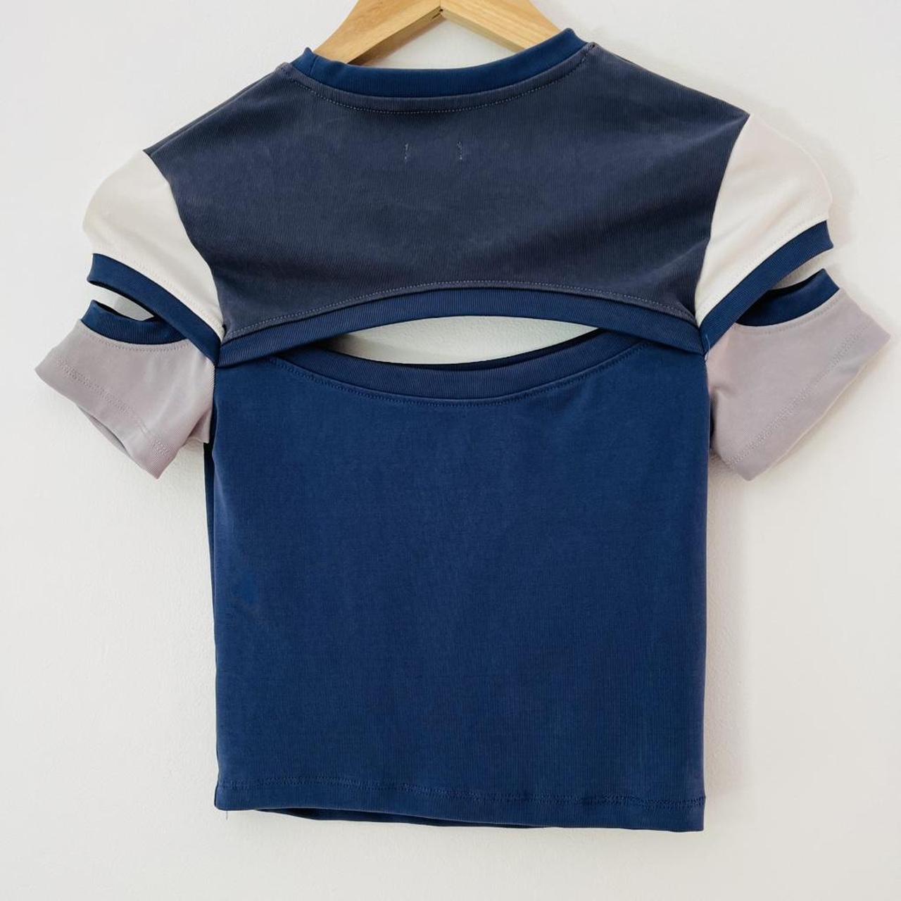 Barragán BRAZOS Baby Tee in Navy Grey.