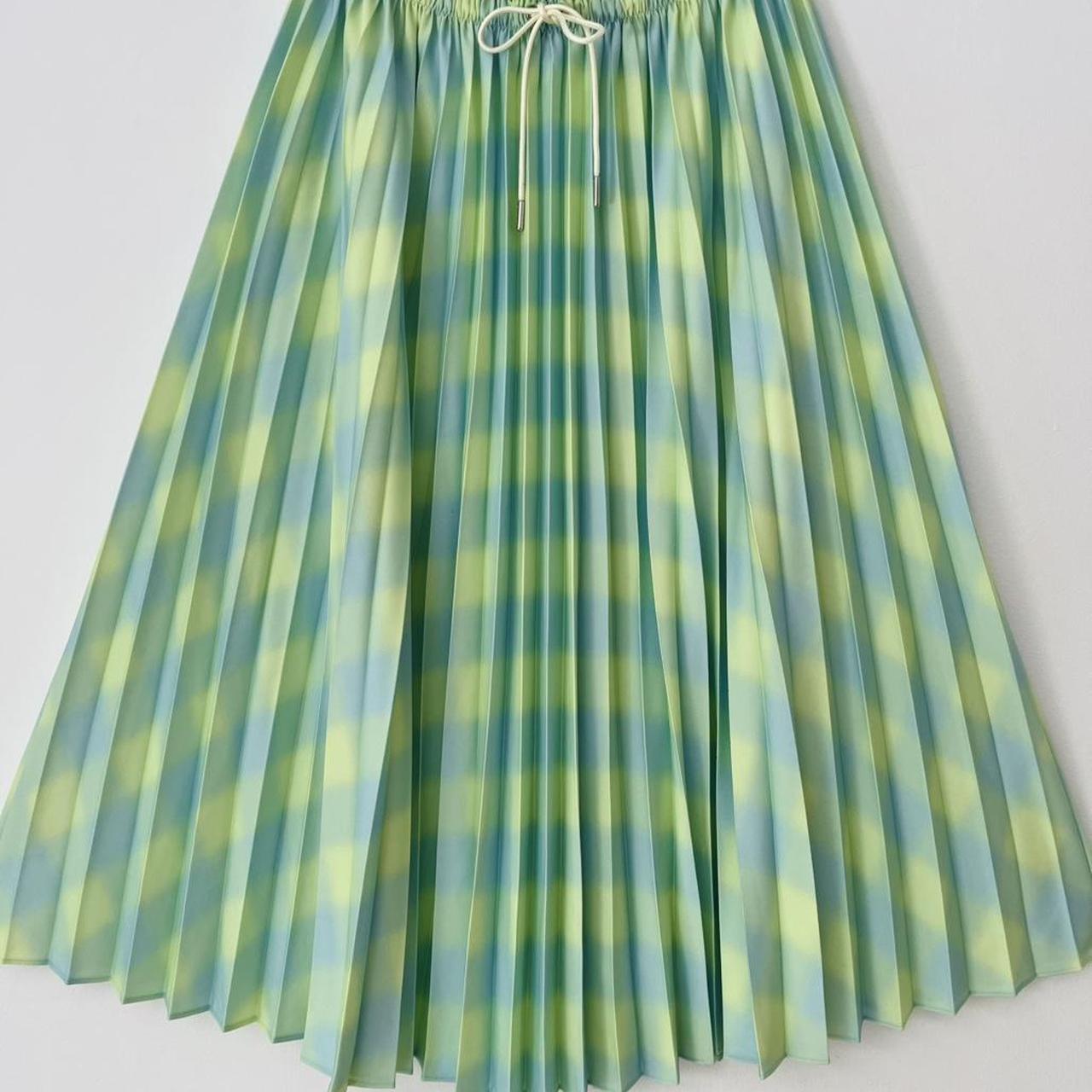 Proenza Schouler White Label DIFFUSED GINGHAM georgette pleated skirt.