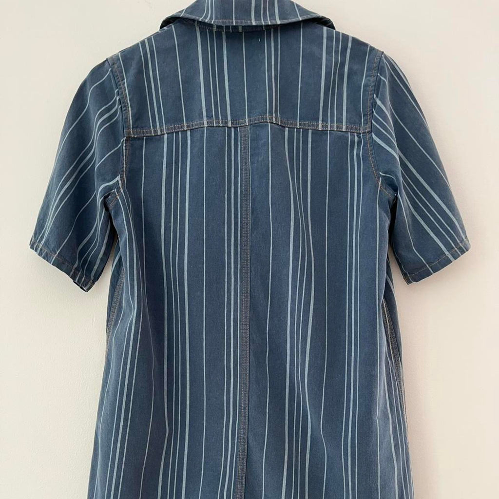 Ganni BNWT Striped Denim Mini Shirt Dress.