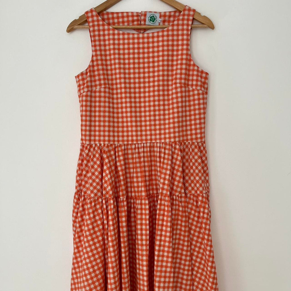 Emma Mulholland BNWT FOREVER YOURS Midi Dress in Gingham Orange.