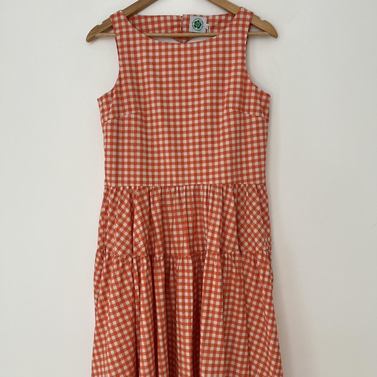 Emma Mulholland BNWT FOREVER YOURS Midi Dress in Gingham Orange.