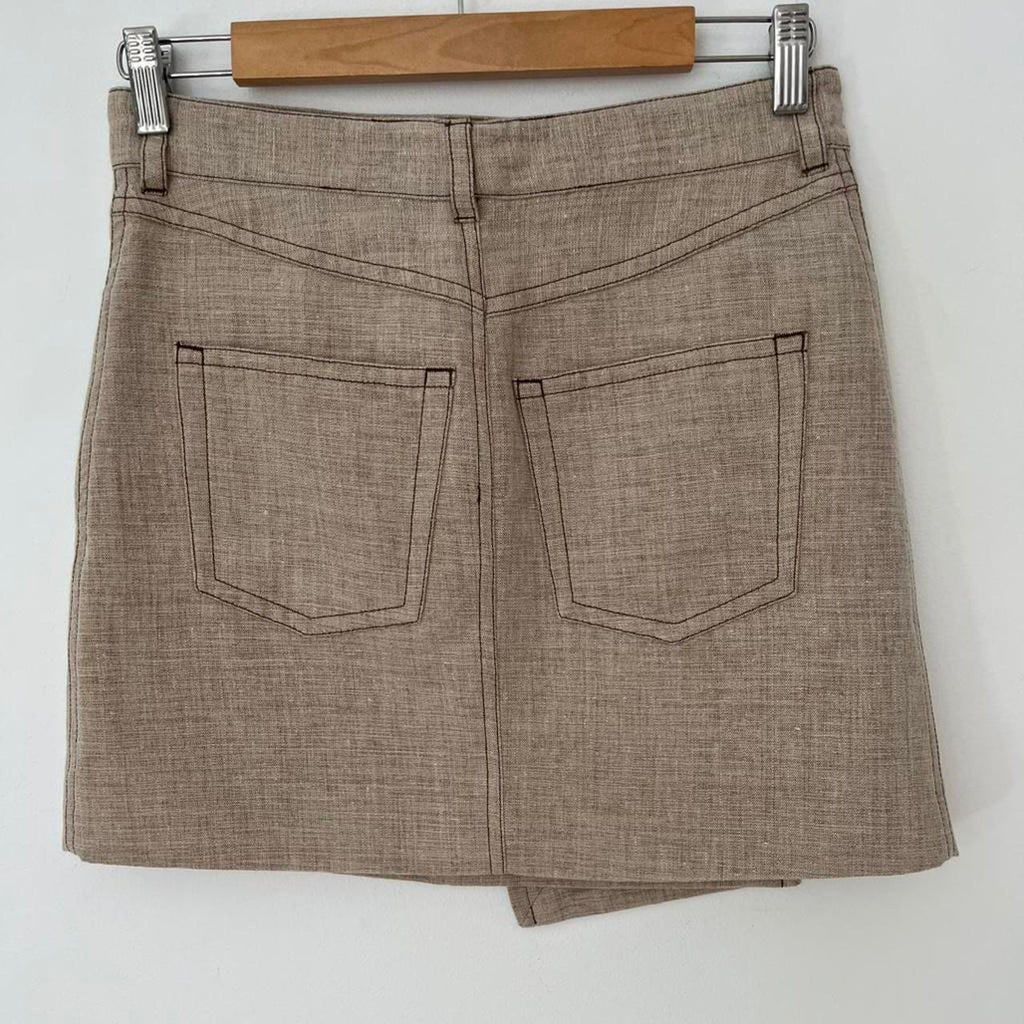 ACNE Studios BNWT WRAP EFFECT Hemp Blend Mini Skirt in Beige.