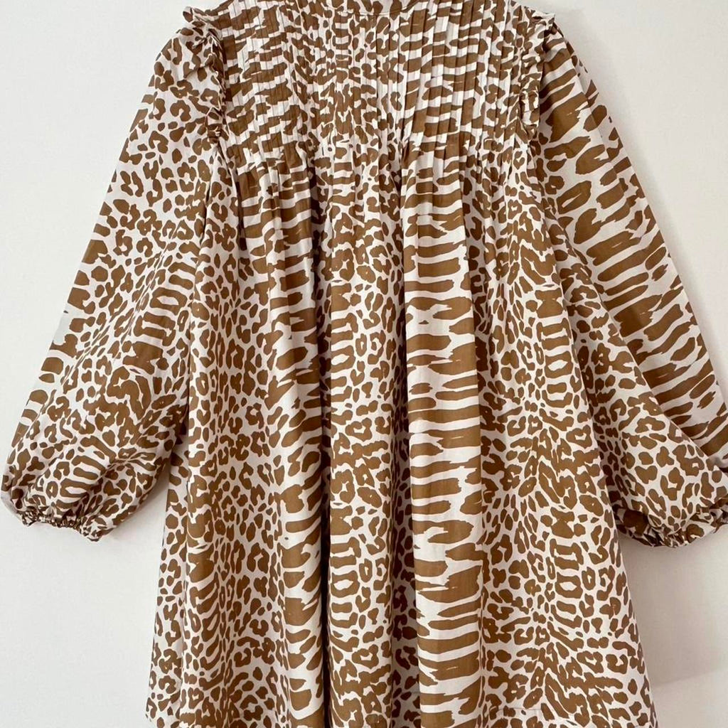 Ganni Poplin Leopard Print Mini Dress.