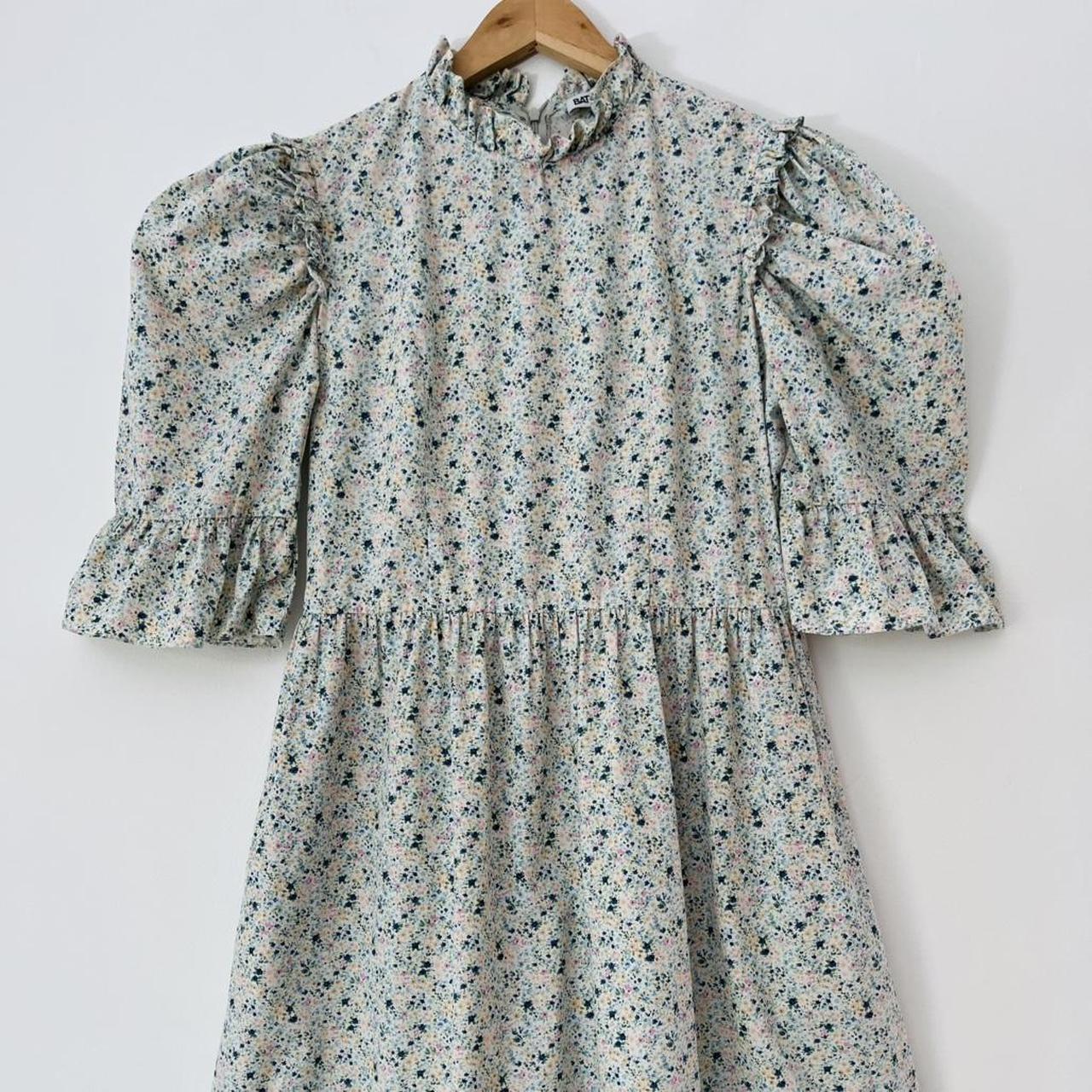 Batsheva KATE Ruffled Floral-Print Cotton Mini Dress.