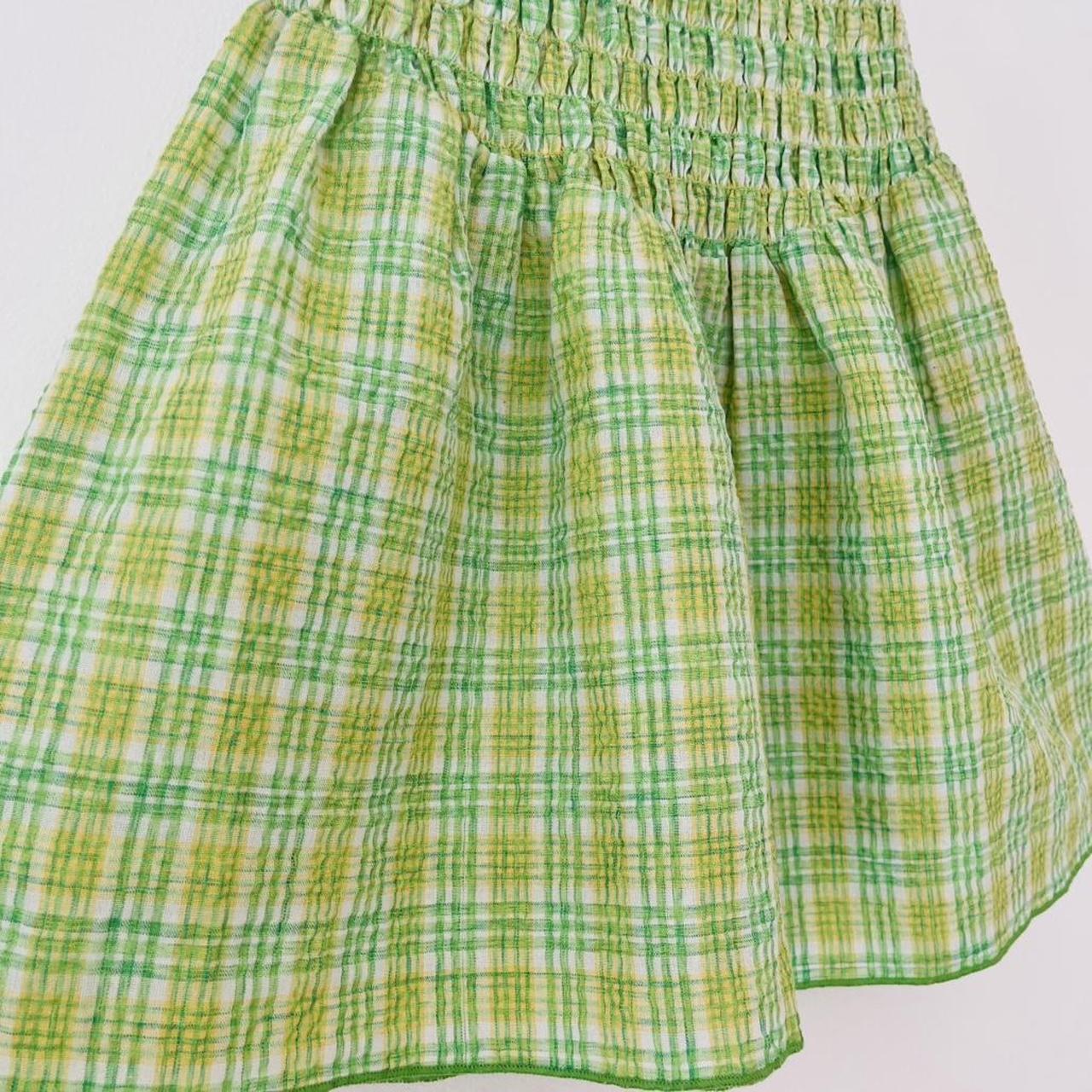 Après Studios Strapless Ruched Mini Dress in Citrus Plaid