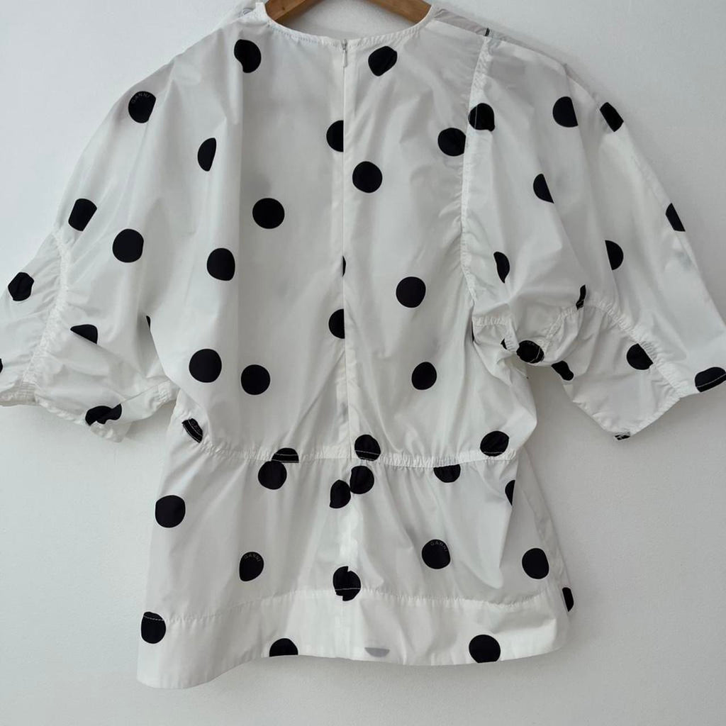 Ganni Polka Dot Crepe Blouse.