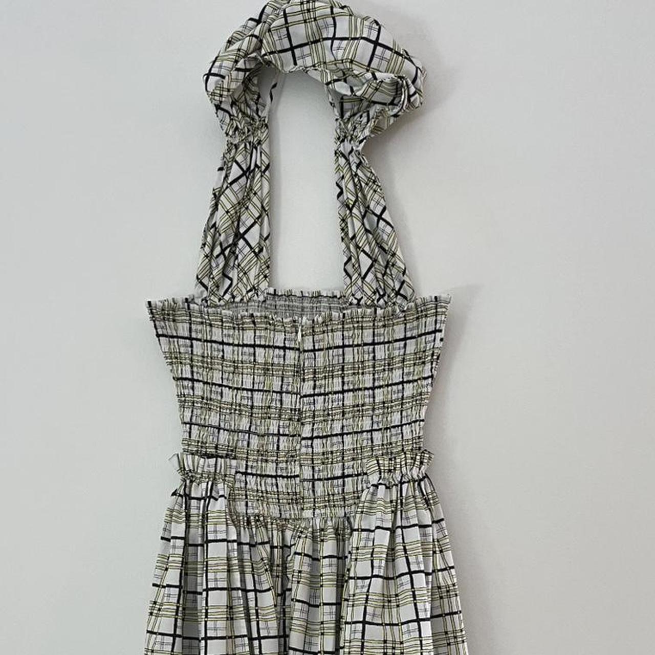 Shrimps EMMA Shirred Checked Cotton Poplin Dress in Yellow.