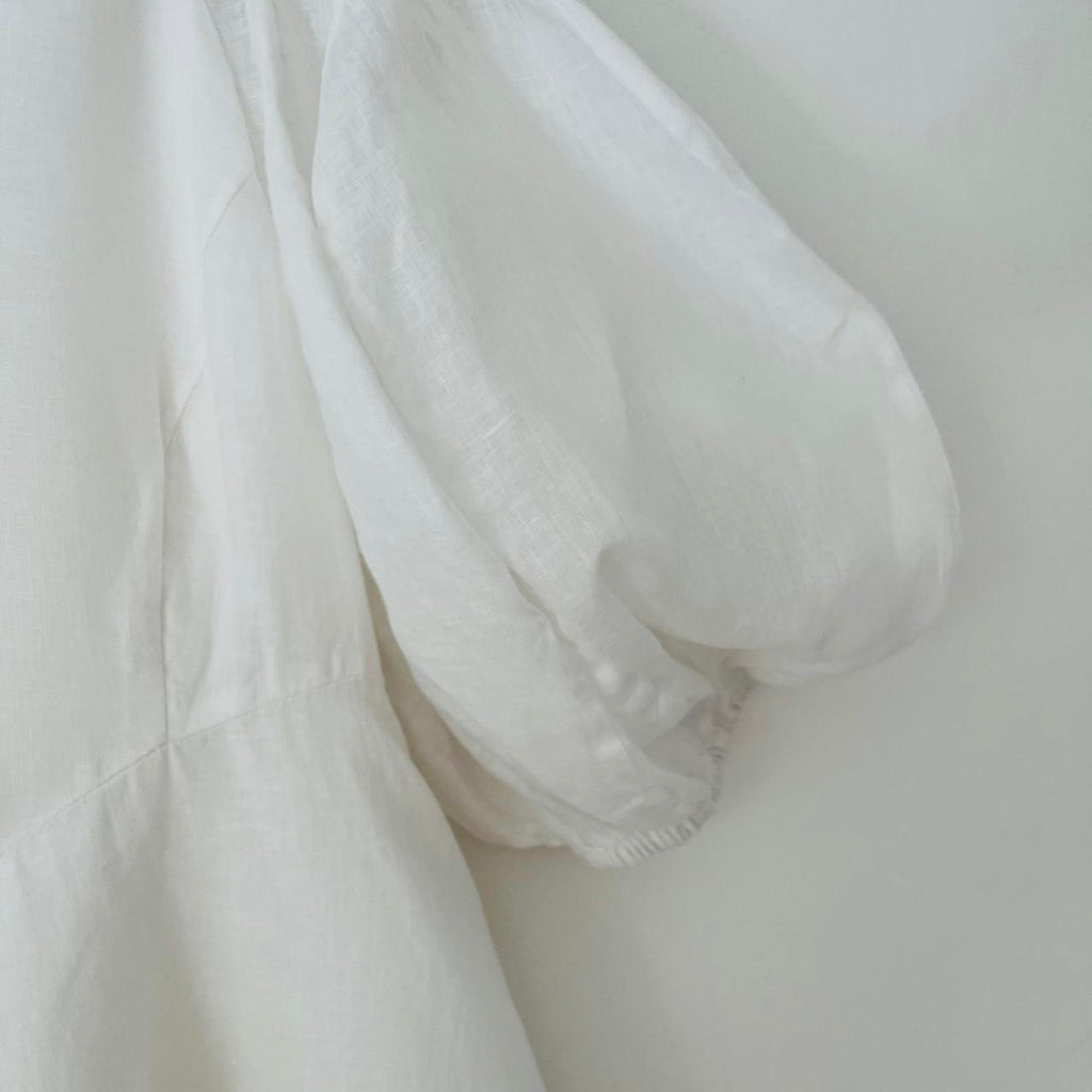 Zimmermann Puff Sleeve Linen Mini Dress.