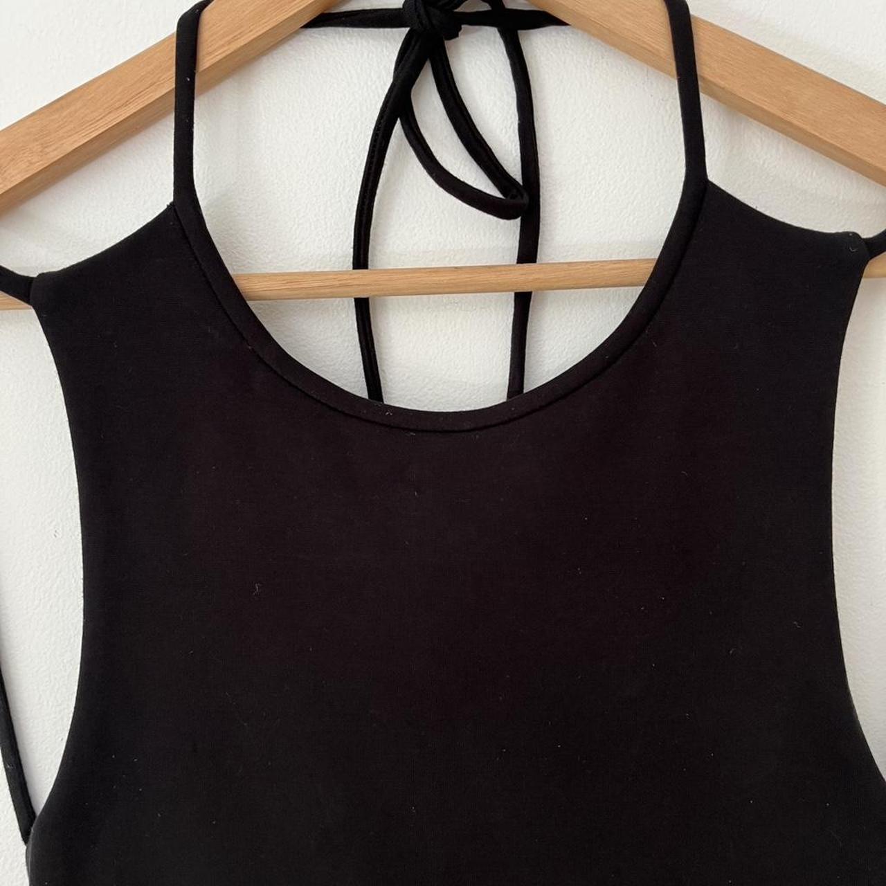 With Consideration Backless Tie Top in Black.