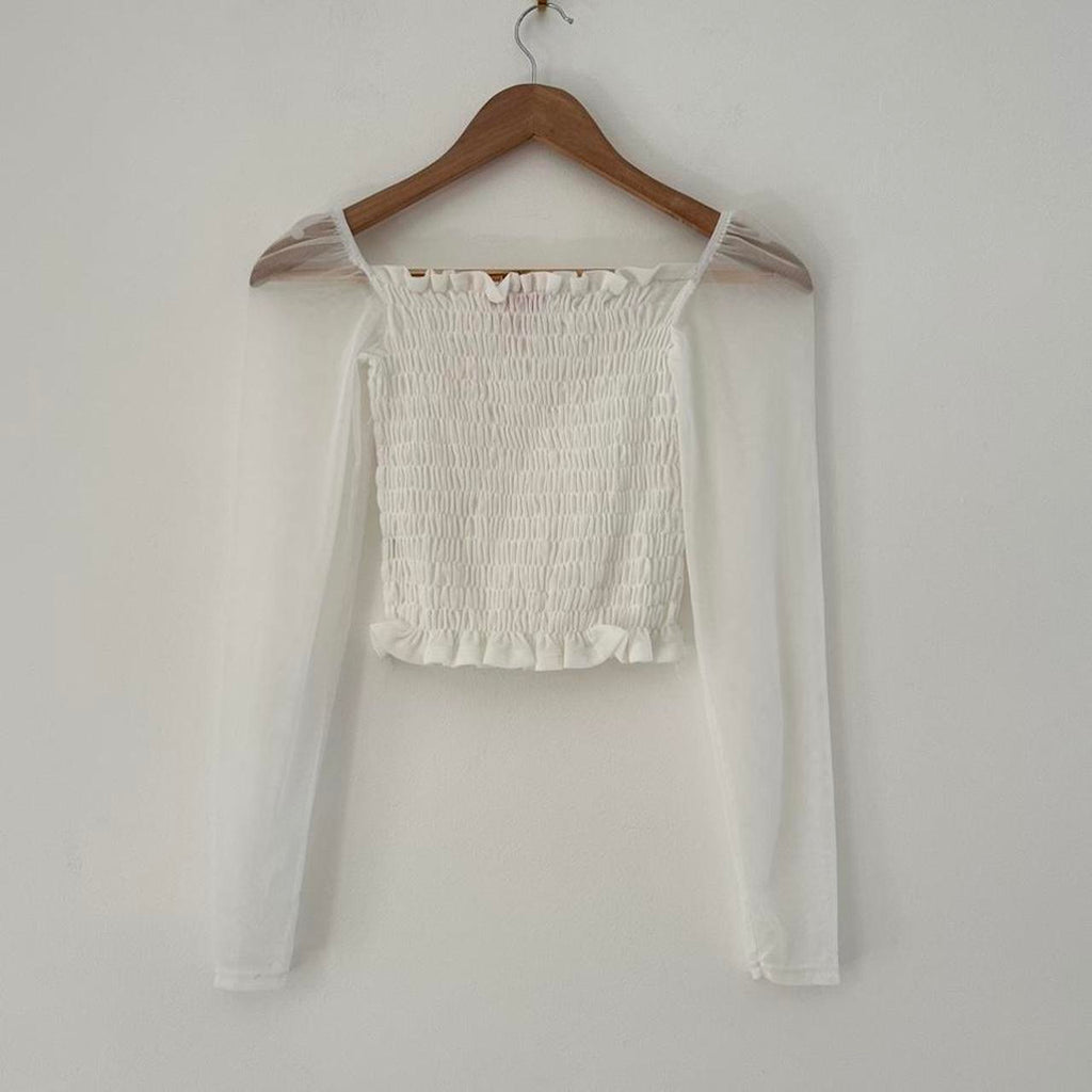 Lisa Says Gah Shirred Crop Top Size M.