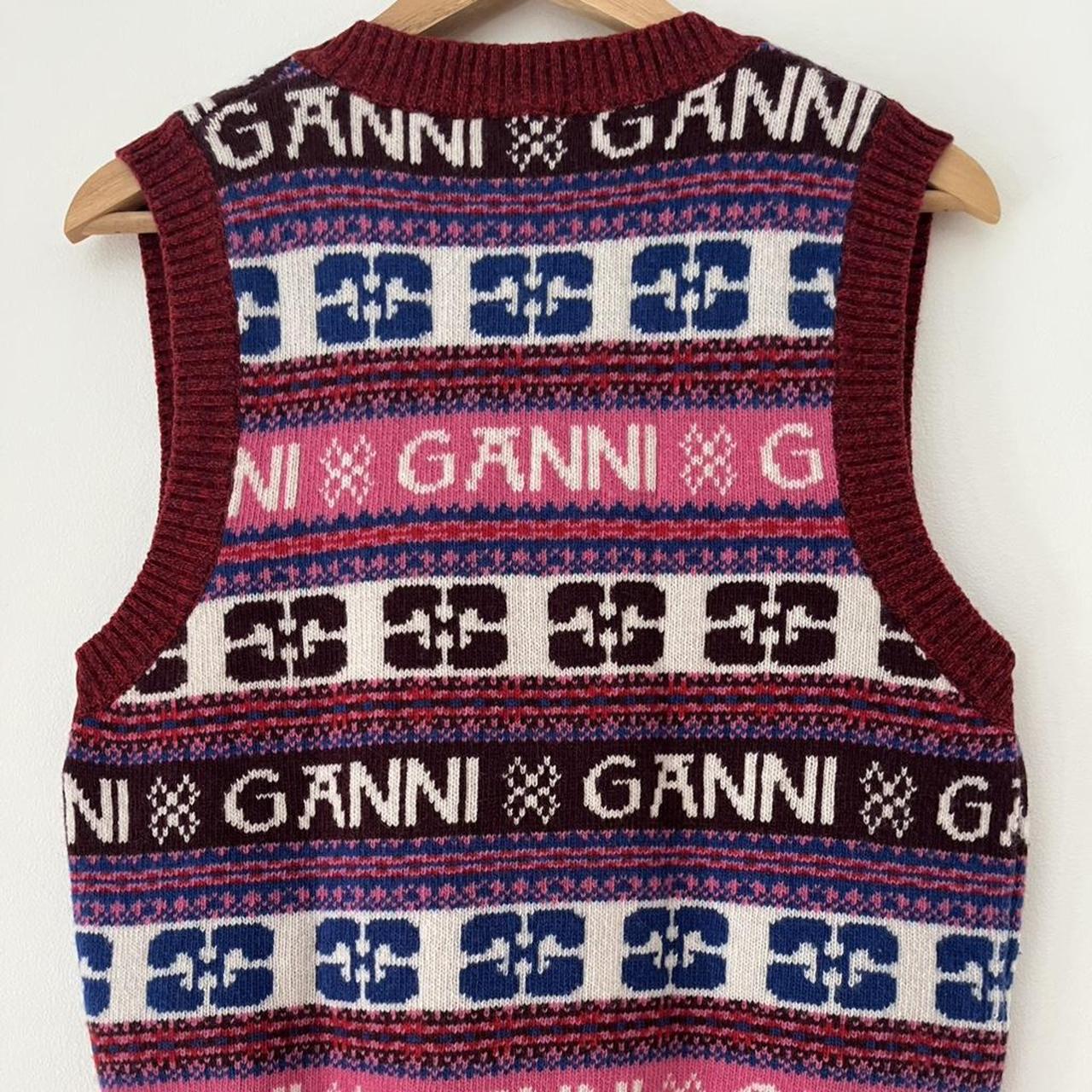 Ganni Logo Jacquard Wool Blend Vest.