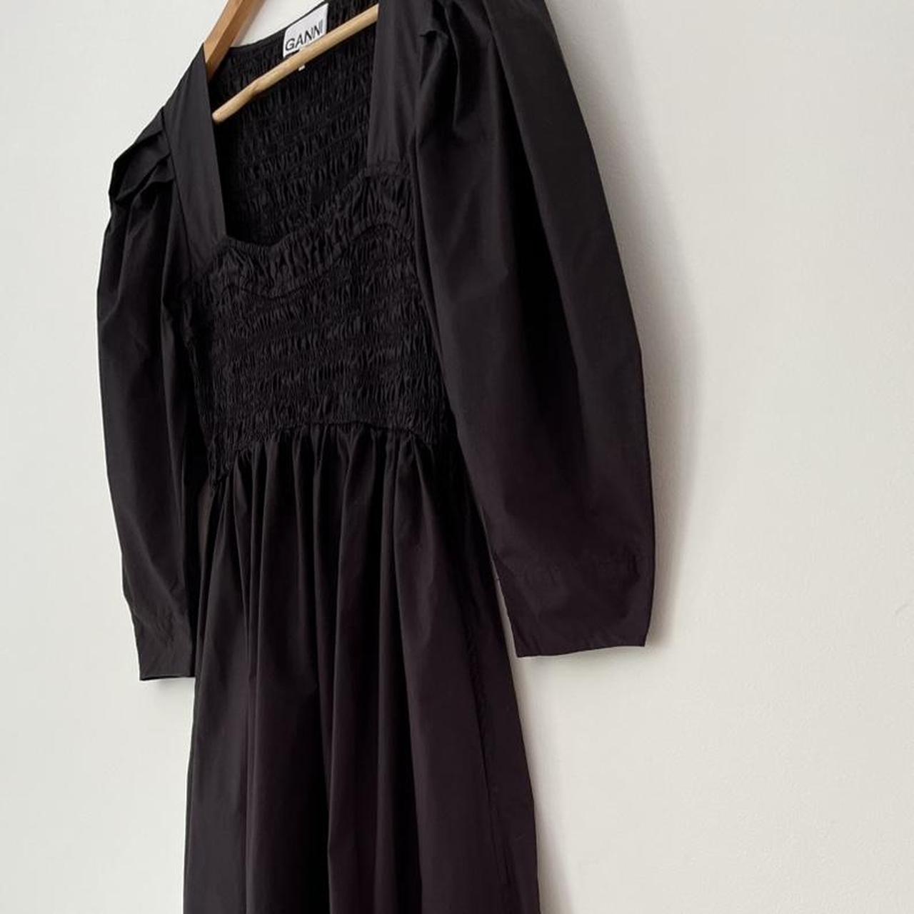 Ganni Cotton Poplin Open Neck Smock Maxi Dress.