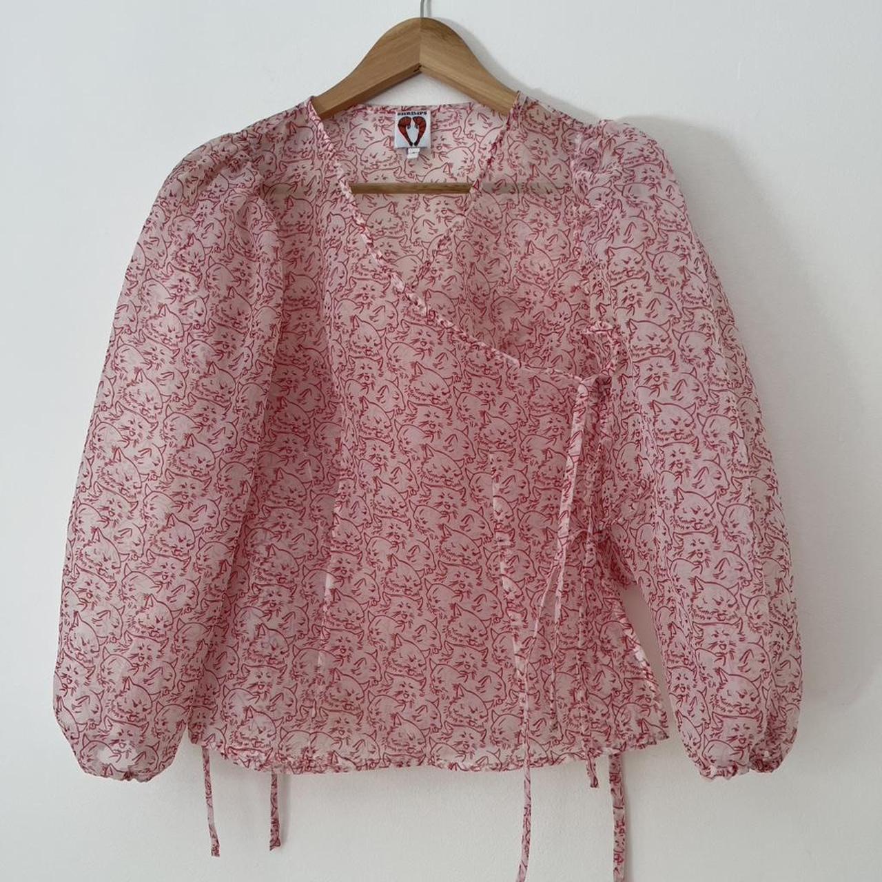 Shrimps CORDELIA Cat-Print Organza Wrap Top.