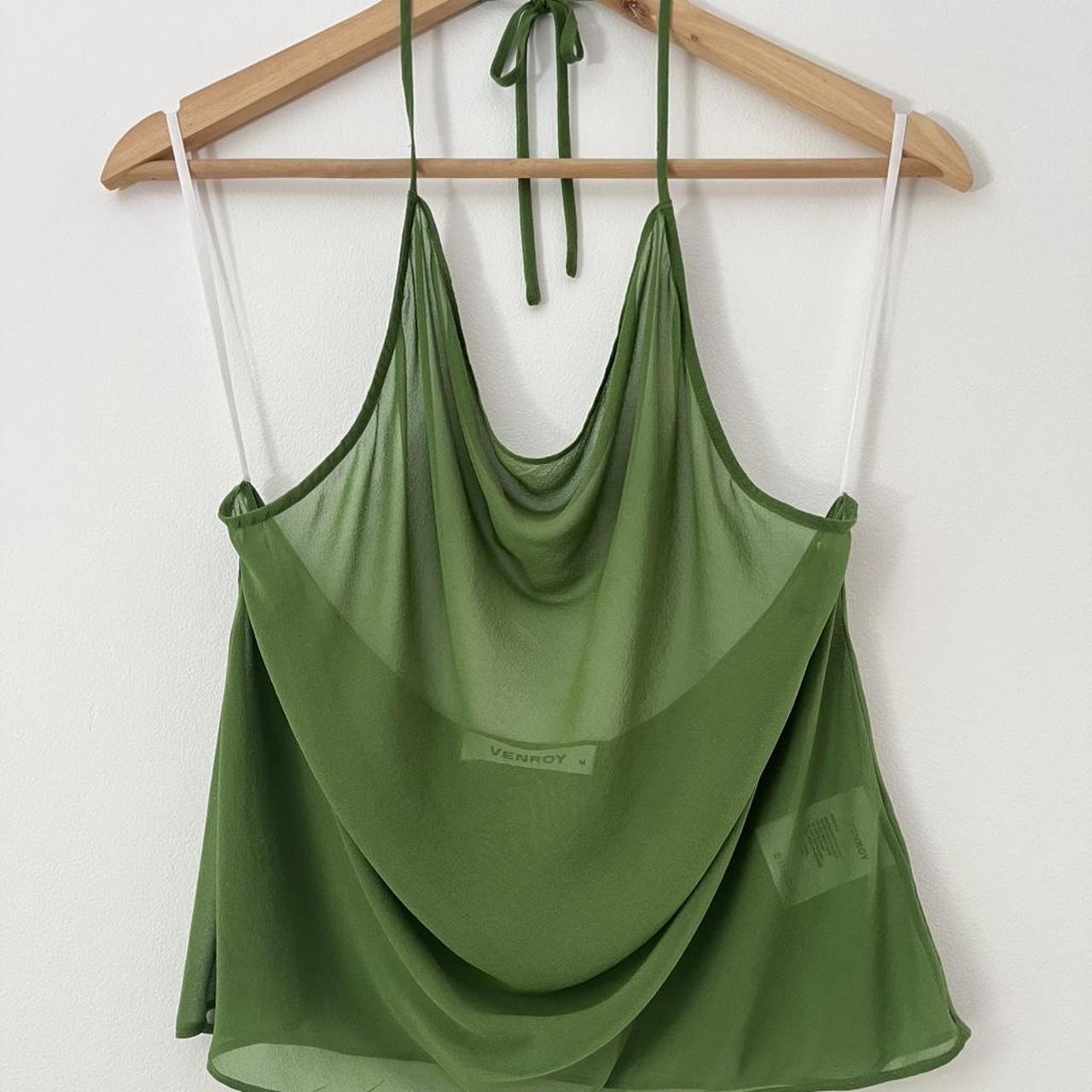 Venroy Silk Cowl Neck Halter Top in Cactus.