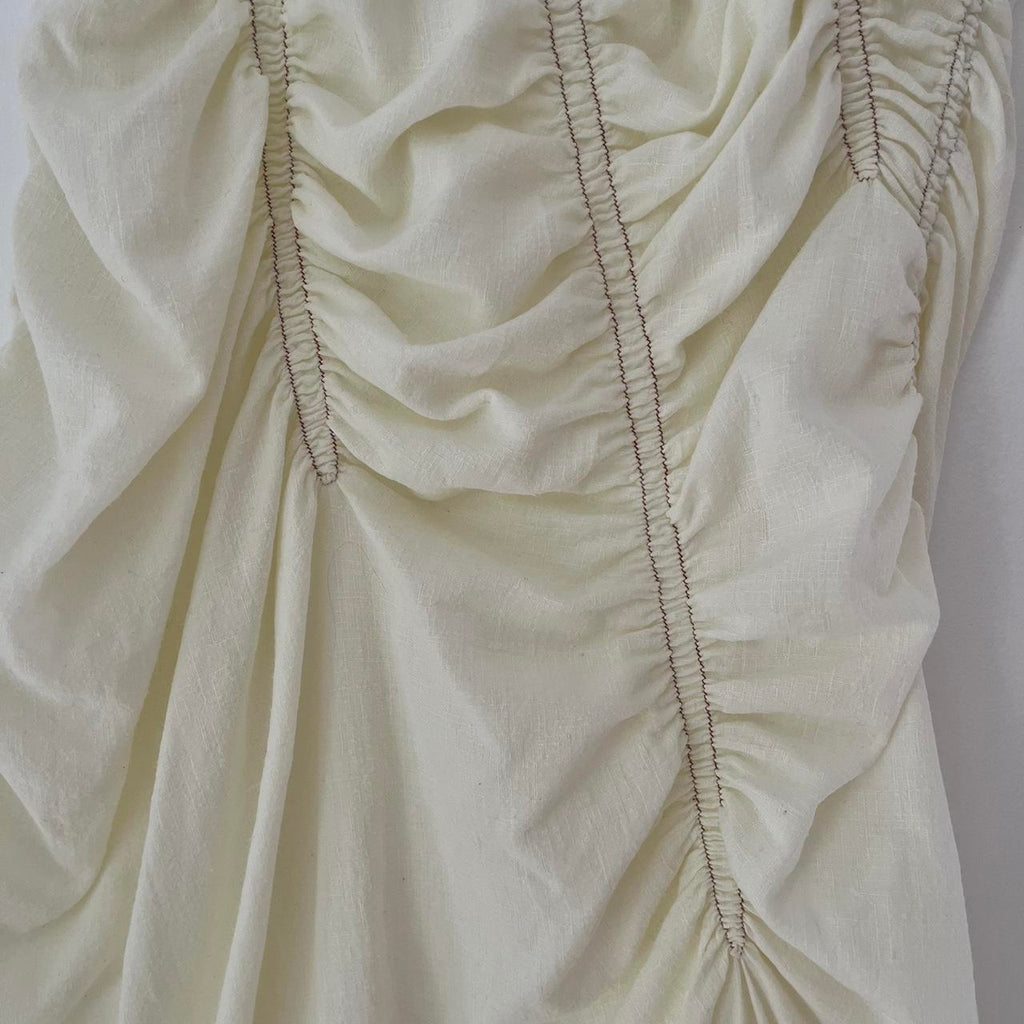 Suku Home Ruched Midi Skirt in Butter.