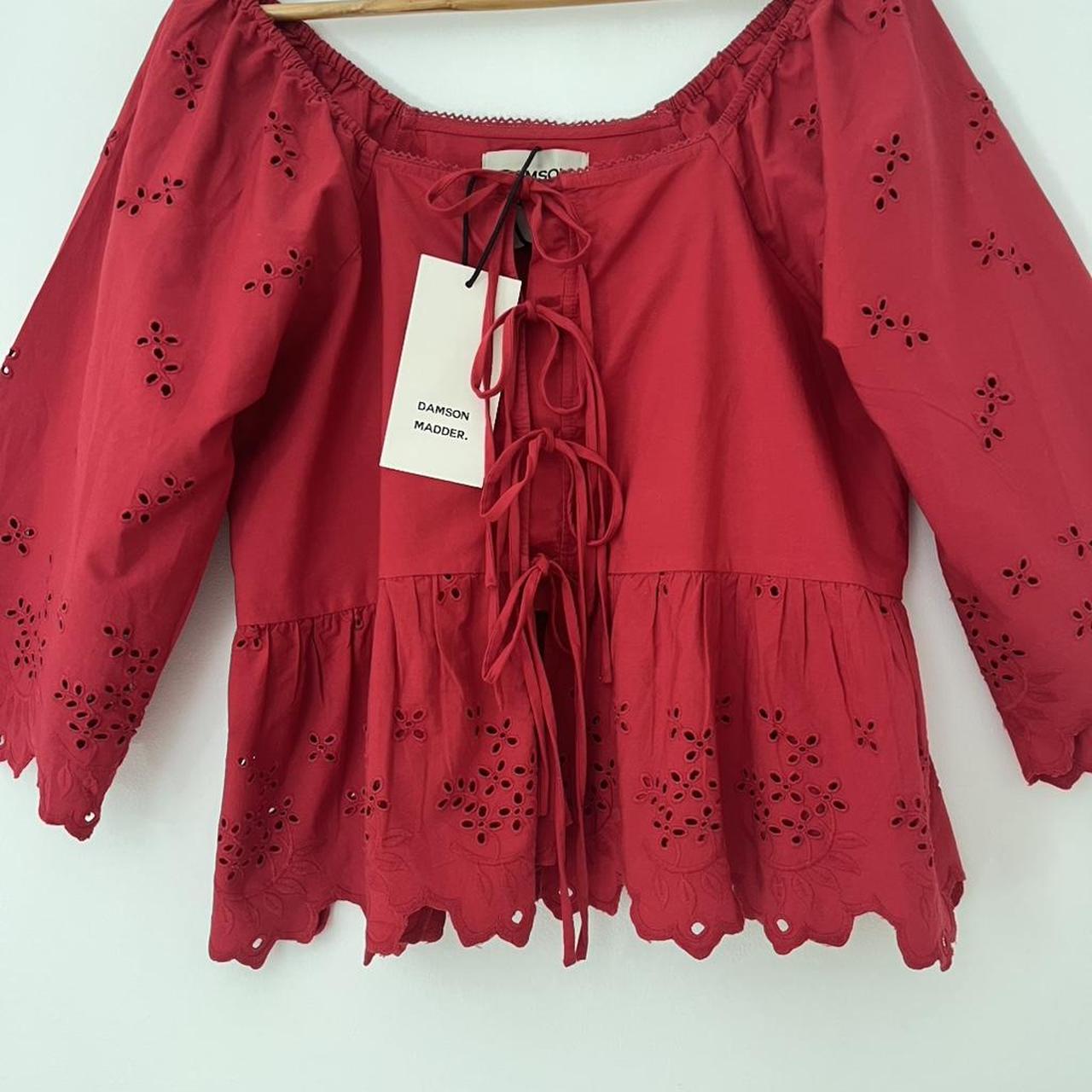 Damson Madder BNWT LANA Broderie Anglaise Blouse in Red.
