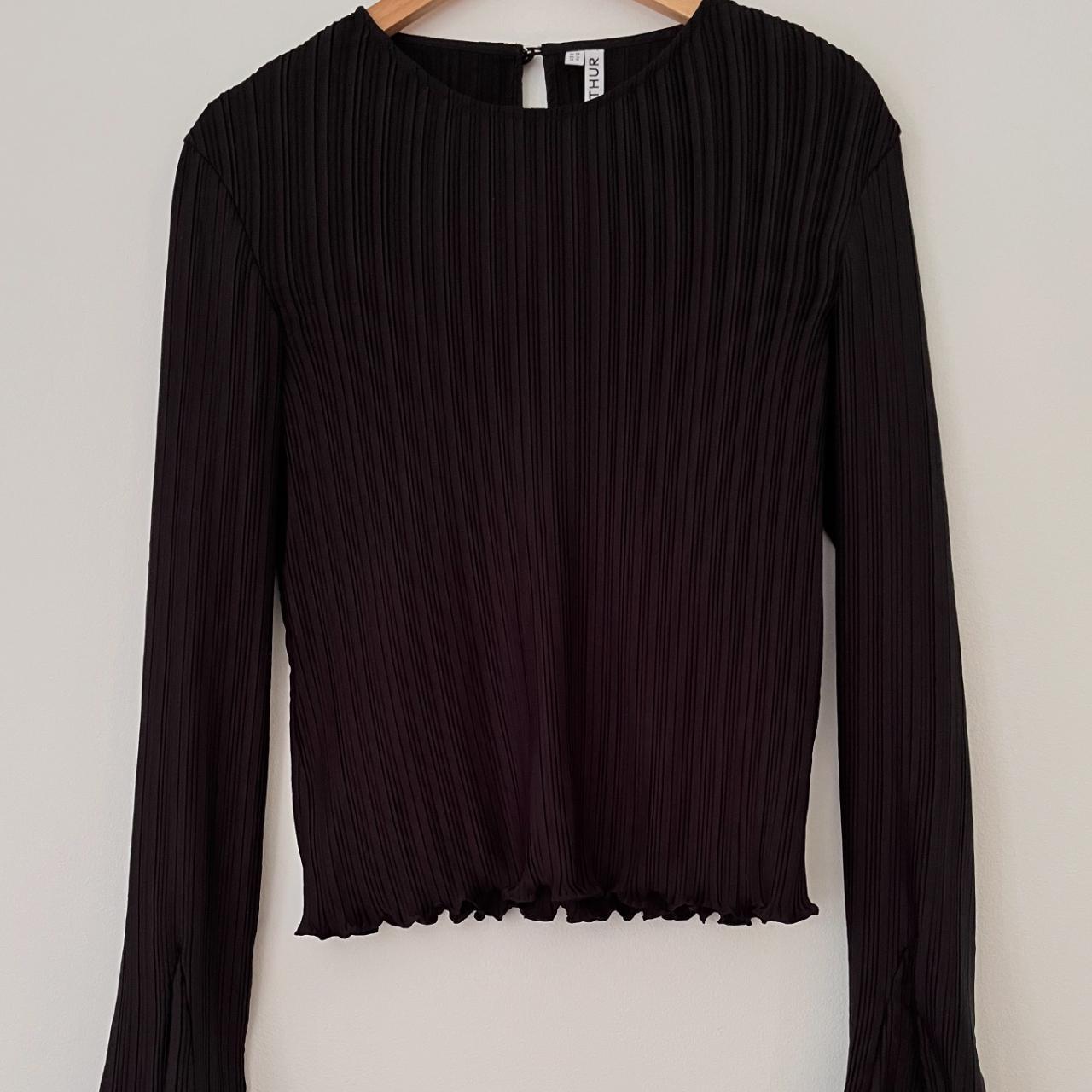 Arthur Apparel BOX PLEAT Long Sleeve Top in Black Size AU12.
