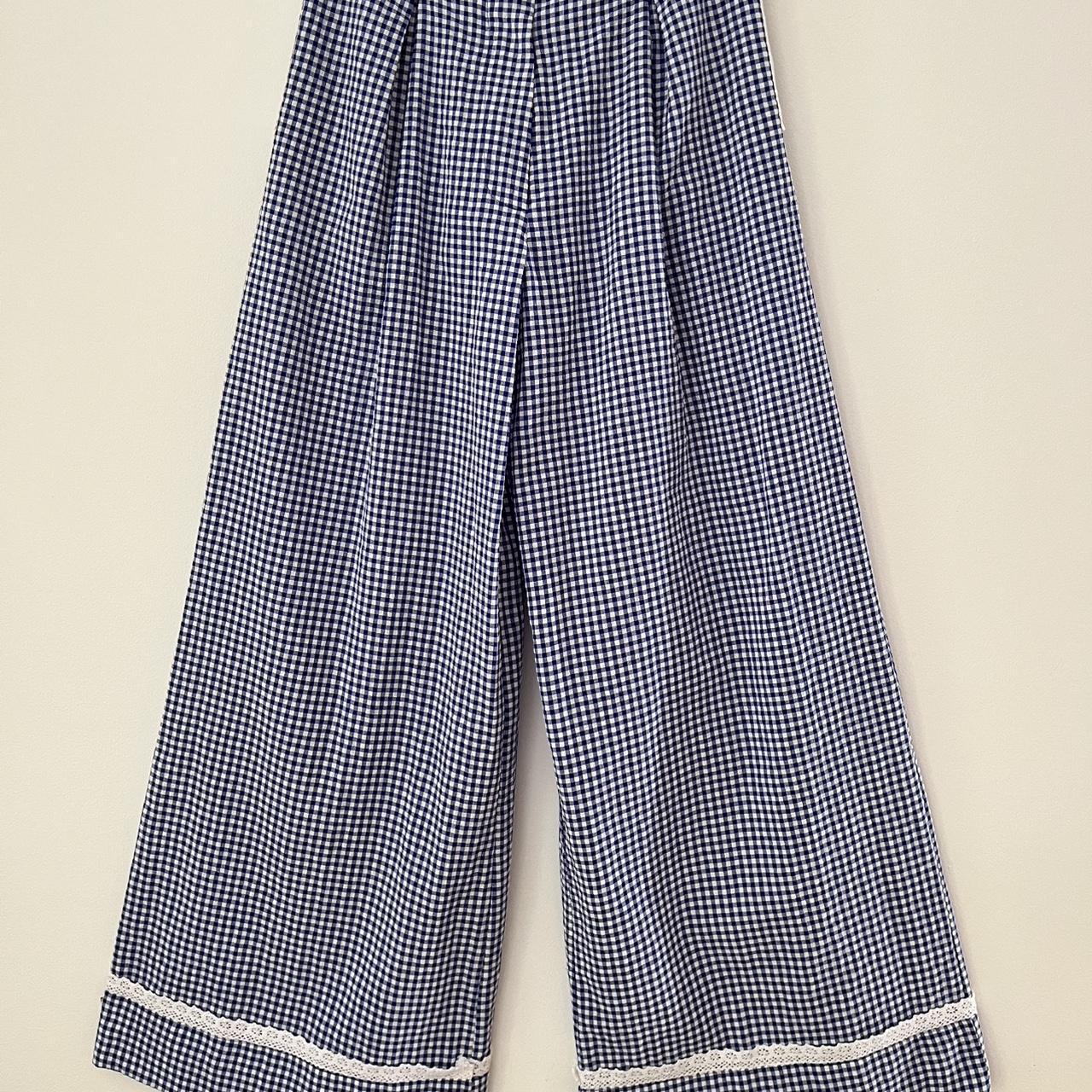 Shrimps BNWT VALENTINA Wide Leg Pants in Blue Check Size 8/S.