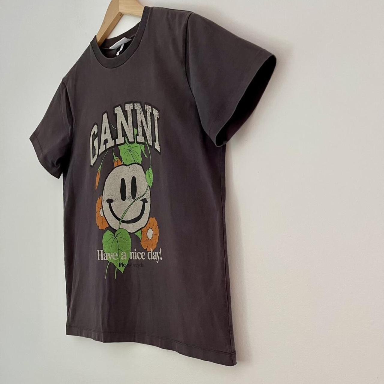 Ganni Simile Logo T-shirt in Grey.