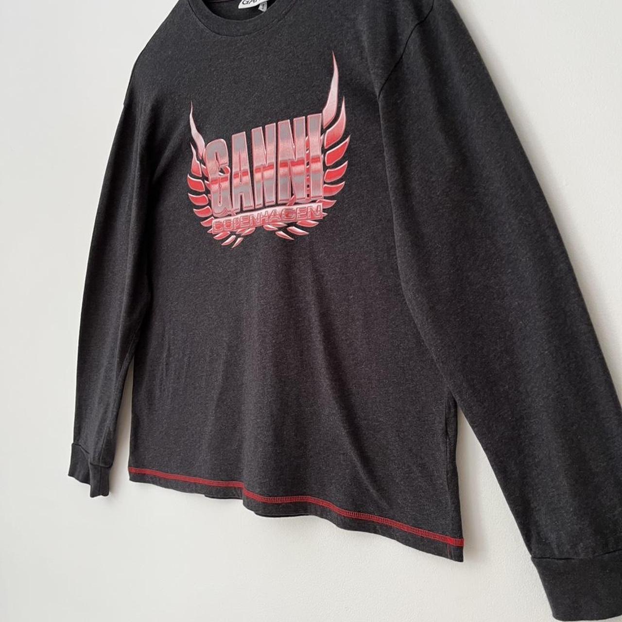 Ganni Melange Light Jersey Long Sleeve T-shirt In Phantom.