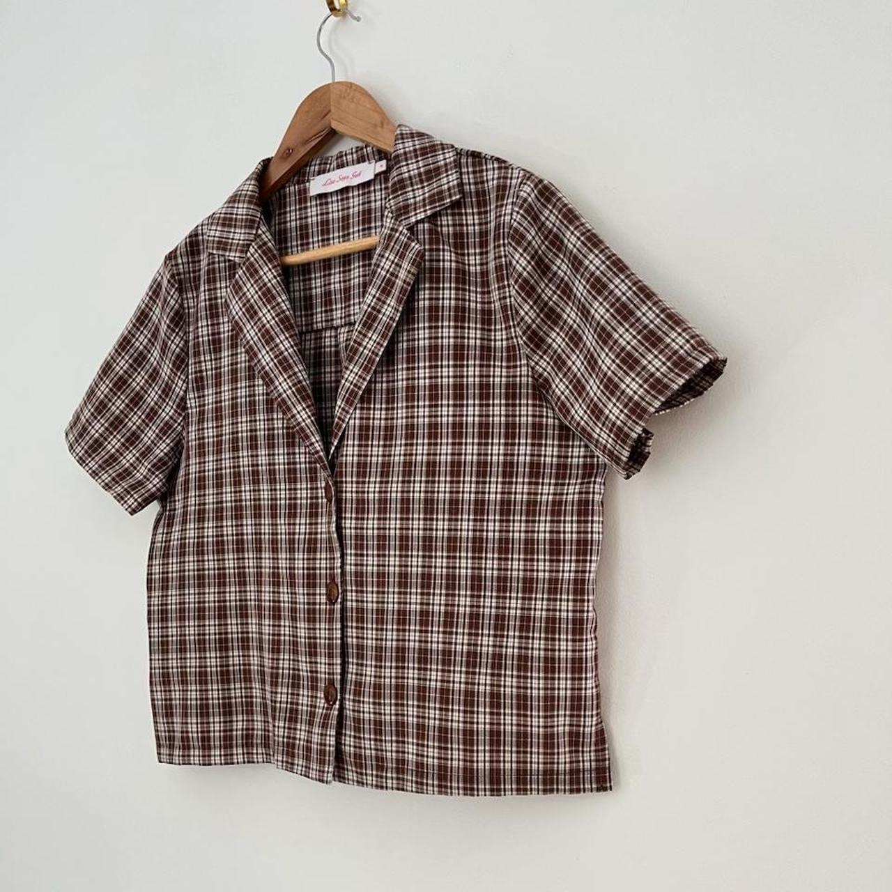 Lisa Says Gah Check Cropped Shirt Size M.