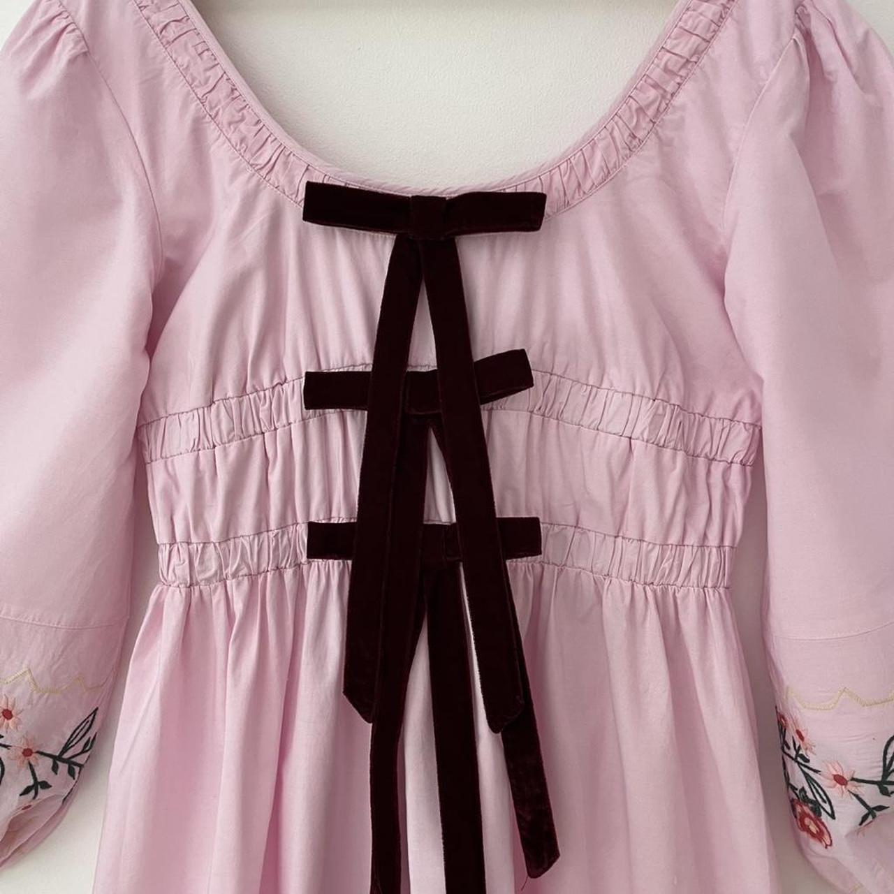 Damson Madder DAKOTA Floral Embroidered Dress in Pink.